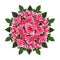 Ordered round bouquet of pink rose flowers and buds
