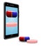 Ordering prescriptions via cell phone is illustrated with pills and cell phone.