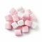 Orderly Symmetry: Pink And White Marshmallows On A White Background