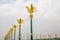 Orderly thai traditional beautiful golden swan on street lamp po