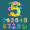 Ordinal number five for teaching children counting snake with the ability to calculate amount 5 animals abc alphabet