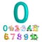 Ordinal numbers 0 for teaching children counting zero birdies