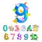 Ordinal numbers 9 for teaching children counting nine birdies with the ability to calculate amount animals abc alphabet