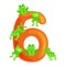 Ordinal numbers six for teaching children counting 6 frogs with the ability to calculate amount animals abc alphabet