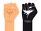 Ordinary and black and white hand is clenched into a fist vector illustration