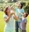 Ordinary couple with teenager drinking water