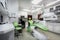 Ordinary dental surgery with dental chair in light green color