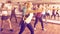 Ordinary positive people learning zumba steps