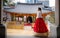 Orean lady in Hanbok dress in Bongeunsa temple