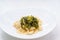 Orecchiette, handmade Italian pasta cooked with turnip greens