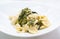 Orecchiette, handmade Italian pasta cooked with turnip greens