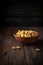 Orecchiette pasta in a bowl on wooden background