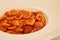 orecchiette pasta with tomato sauce and meat, Italian pasta from the Puglia region