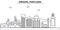 Oregon, Portland architecture line skyline illustration. Linear vector cityscape with famous landmarks, city sights