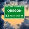 OREGON road sign against clear blue sky