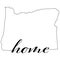 Oregon state map outline illustration with the word home