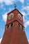 Oregrund, Uppland - Sweden - Facade of the red wooden bell tower of the Oregrund church