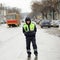 Orel, Russia - December 05, 2015: Truck drivers picket. Road pol