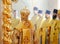 Orel, Russia, July 28, 2016: Russia Christianization anniversary Divine Liturgy. Patriarch Kirill and other priests praying in