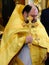 Orel, Russia, July 28, 2016: Russia Christianization anniversary Divine Liturgy. Priest in golden robe with big golden cross