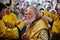 Orel, Russia, July 28, 2016: Russia Christianization anniversary Divine Liturgy. Priests dressing Patriarch Kirill in golden robes