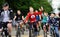 Orel, Russia - May 28, 2017: Bikeday. Bicyclists riding in crowd