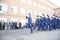 Orenburg. Cadets march. 2010. On a background - Bashkirs in national clothes