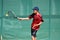 Orenburg, Russia - August 15, 2017 year: Boys playing tennis