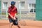 Orenburg, Russia - August 15, 2017 year: Boys playing tennis