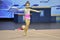 Orenburg, Russia - November 25, 2017 year: girls compete in rhythmic gymnastics