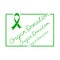 Organ donation, handwritten inscription. Green ribbon. Transplantation and awareness of organ donation. Vector template