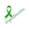 Organ donation, handwritten inscription. Green ribbon. Transplantation and awareness of organ donation. Vector template