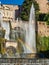 Organ Fountain with a rainbow in the water jets at Villa D`Este in Tivoli, Italy