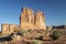 Organ Rock front and Tower of Babel rear in Utah`s Arches National Park.