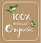 Organic 100% natural card. Poster, logos vector.