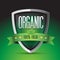 Organic 100 percent fresh on green shield