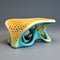 Organic 3d Printed Chair With Intricate Patterns And Vibrant Colors