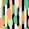 Organic abstract modern yellow green orange seameless pattern on black and white stripes background