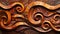 Organic abstract wood art detailed closeup of brown waving waves wall texture background