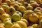 Organic apples from the windfall meadow as an autumn background