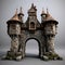 Organic Architecture Medieval Entrance Gate 3d Model For Cartoon