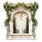 Organic Architecture: Rococo Windows Covered In Ivy On A White Background