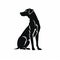 Organic Art Nouveau Dog Silhouette: High Quality Black-and-white Graphic