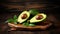 Organic avocado in a wooden table