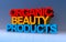 organic beauty products on blue