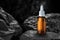 Organic bio alternative medicine mockup, brown bottle. Amber bottle. 3D rendering