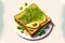 organic breakfast food in form of toast with avocado and microgreens