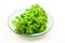 Organic Broccolini bimi in bowl on white background