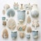 Organic Ceramic Pieces: Detailed Compositions With Flowers And Trees