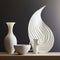 Organic Ceramic Vases And Pitcher With Dramatic Lighting - Matte Photo